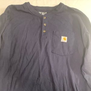 Carhartt loose fit blue long sleeve shirt size XL front pocket three buttons